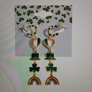 St. Patrick's Day Themed Earrings with Rainbow and Shamrock